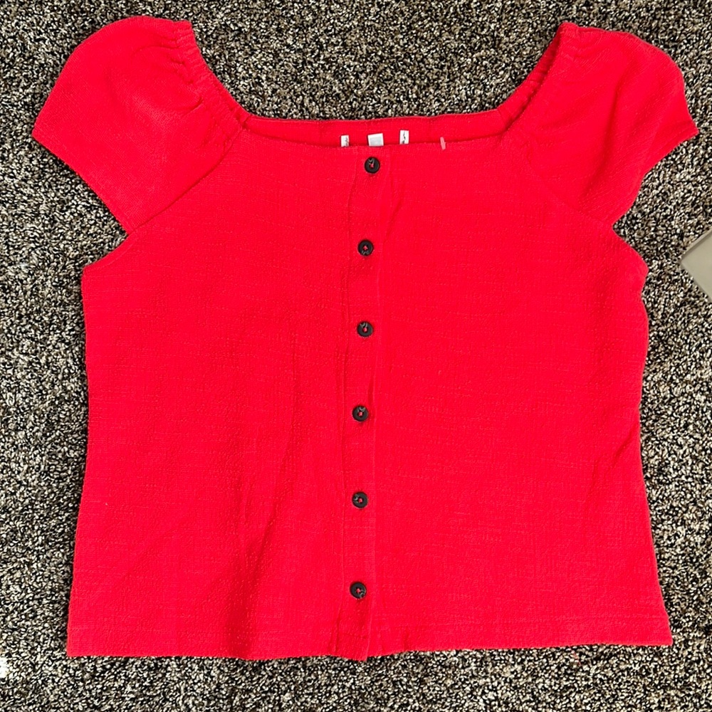 Madewell Red Button-Front Square Neck Tank